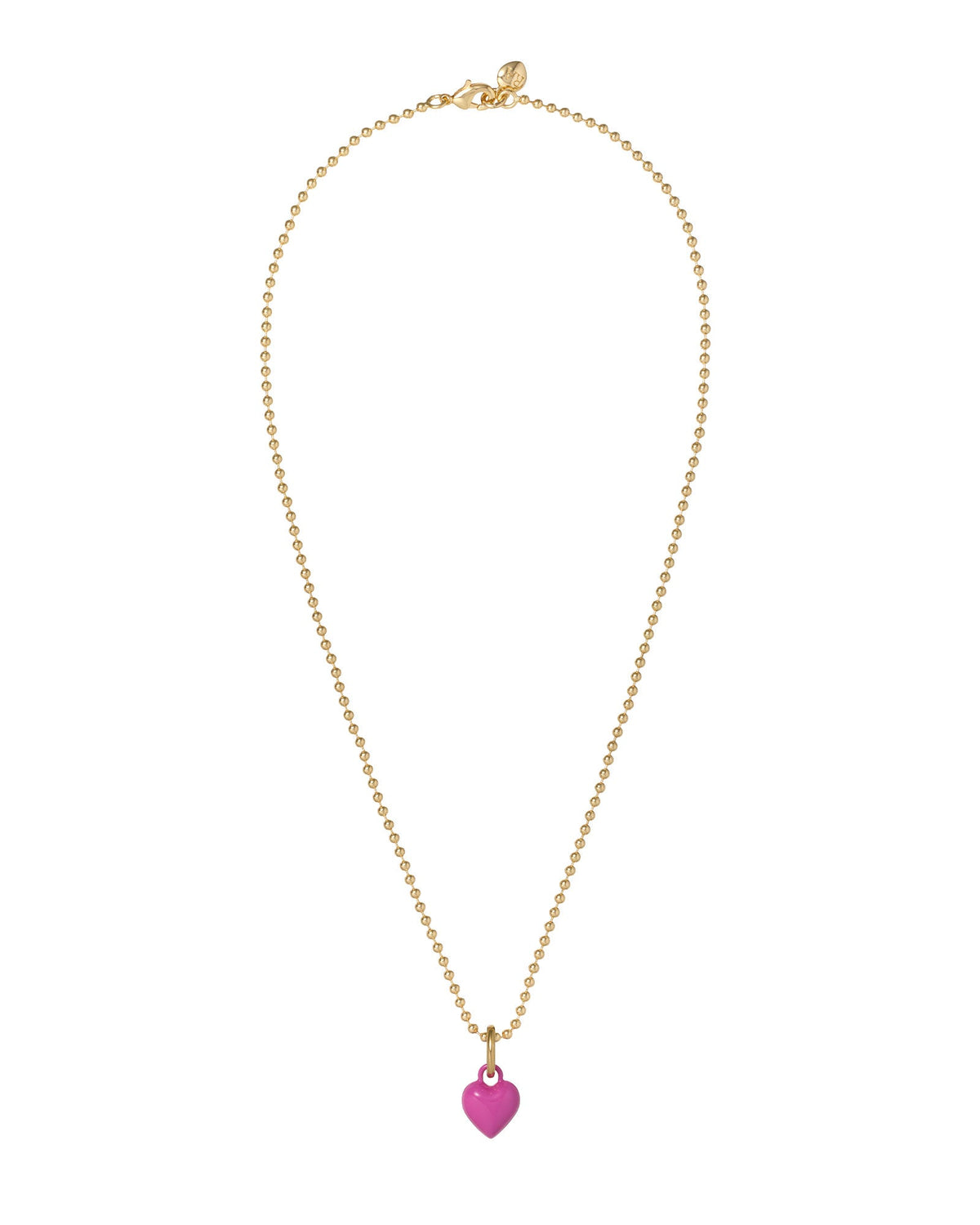 The Itsy Bitsy Puffy Heart Charm Necklace in Magenta