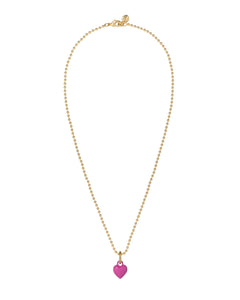 The Itsy Bitsy Puffy Heart Charm Necklace in Magenta