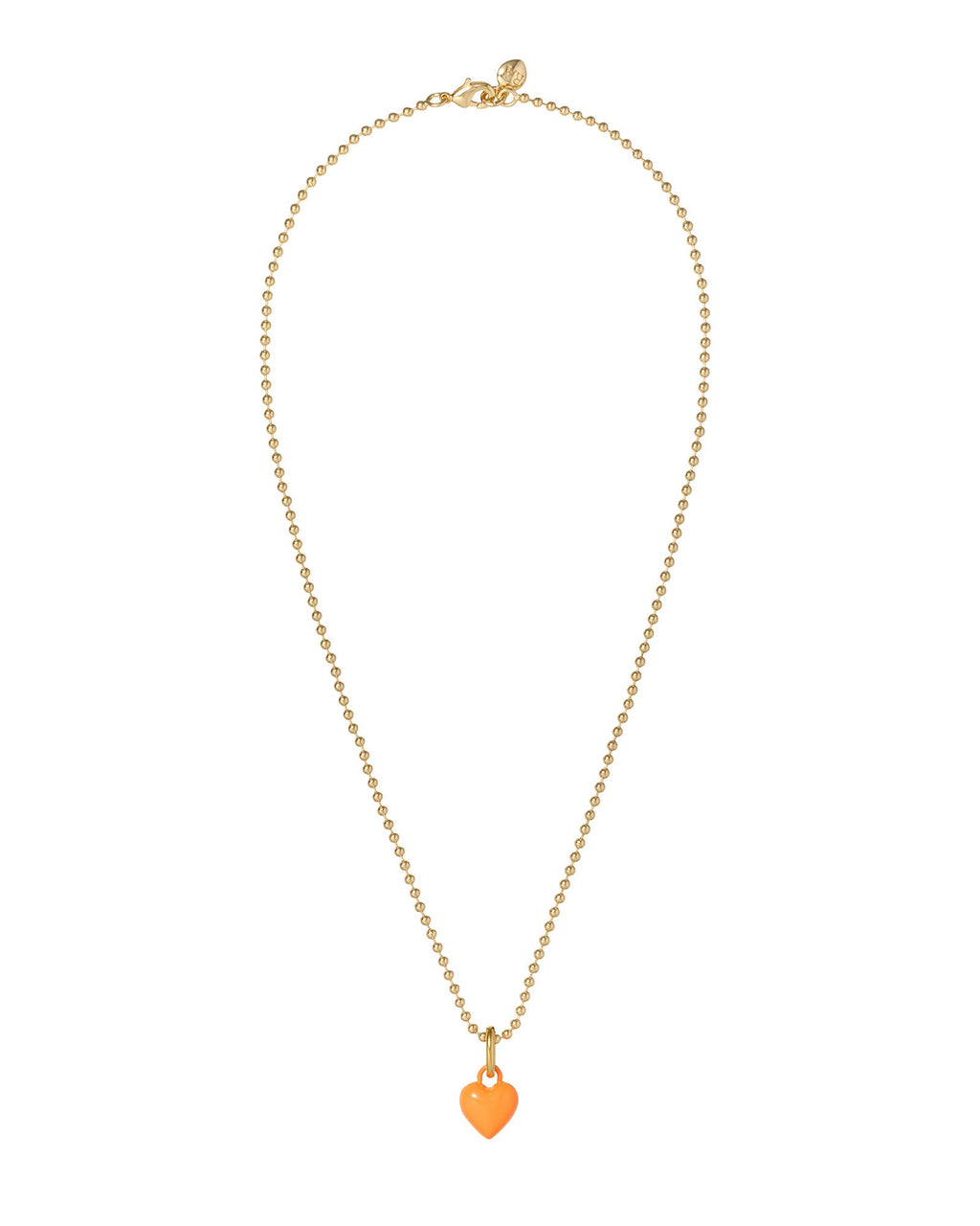 The Itsy Bitsy Puffy Heart Charm Necklace in Persimmon