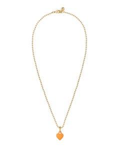 The Itsy Bitsy Puffy Heart Charm Necklace in Persimmon