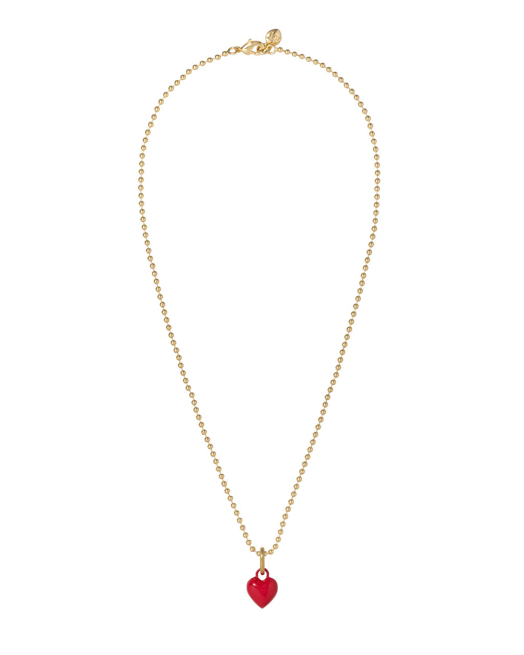 The Itsy Bitsy Puffy Heart Charm Necklace in Red