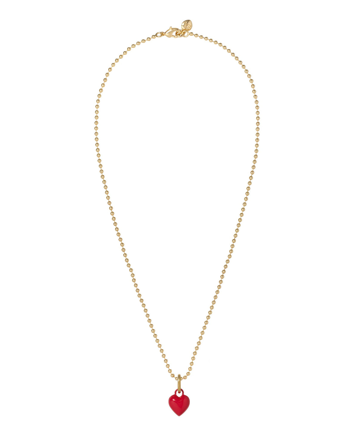 The Itsy Bitsy Puffy Heart Charm Necklace in Red