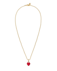 The Itsy Bitsy Puffy Heart Charm Necklace in Red