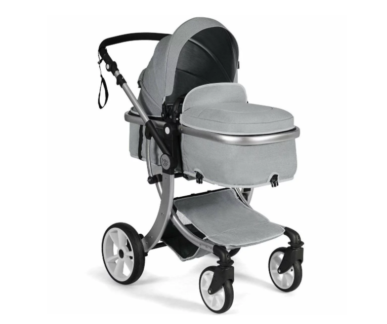 CostwayFolding Aluminum Infant Bassinet Reversible Baby Stroller