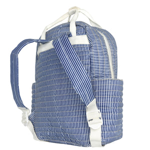 Navy Stripe Coated Backpack