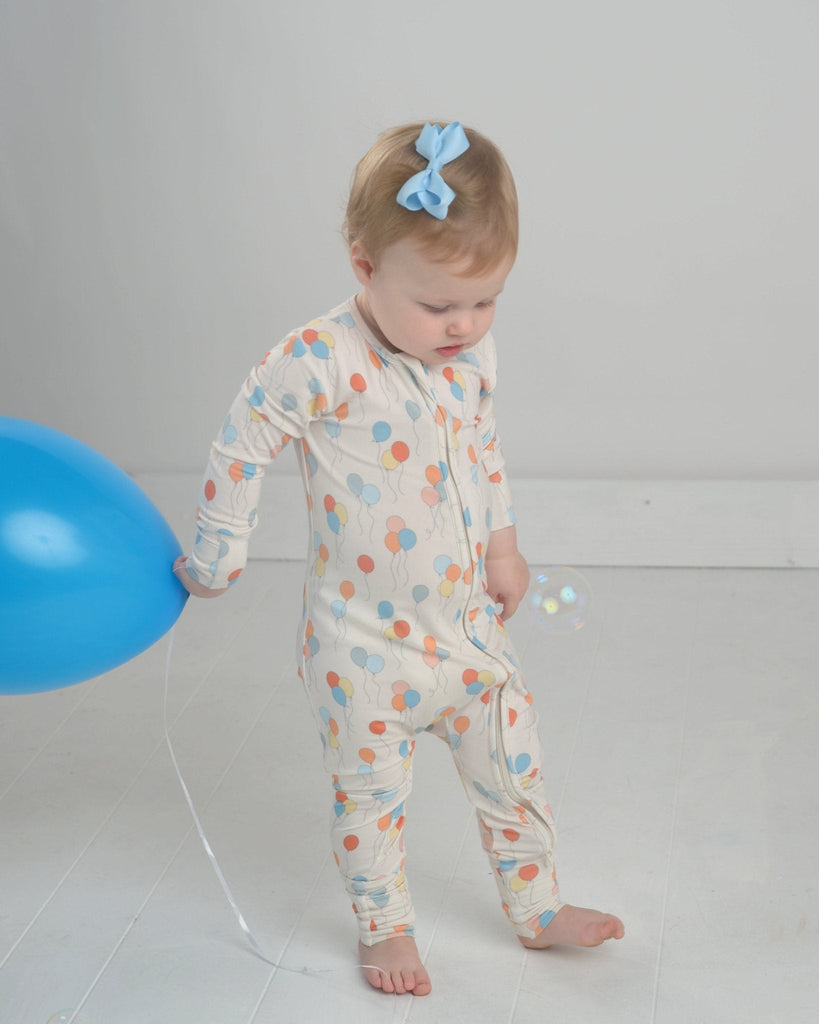 Balloon Bamboo Pajama Romper for Toddlers, Birthday PJs, BDAY Pajamas