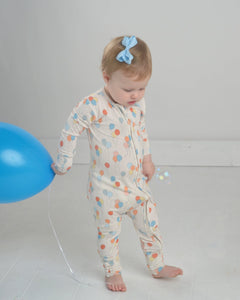 Balloon Bamboo Pajama Romper for Toddlers, Birthday PJs, BDAY Pajamas
