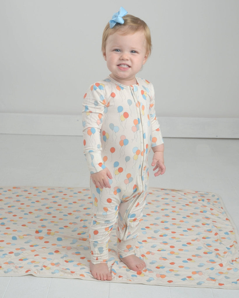 Balloon Bamboo Pajama Romper for Toddlers, Birthday PJs, BDAY Pajamas