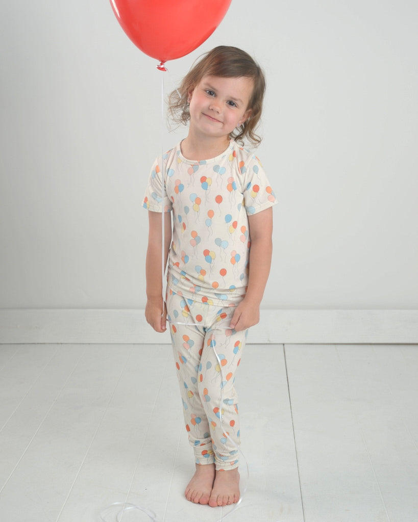Balloon Bamboo Pajama Set for Kids, Birthday PJs, Birthday Pajamas