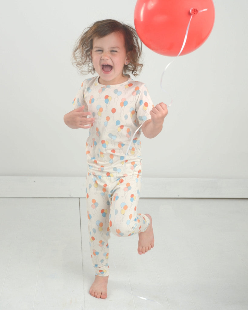 Balloon Bamboo Pajama Set for Kids, Birthday PJs, Birthday Pajamas