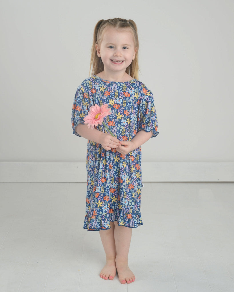 Bamboo Nightgown, Girl's Bamboo Pajamas, Floral Bamboo Pjs, Floral Pjs