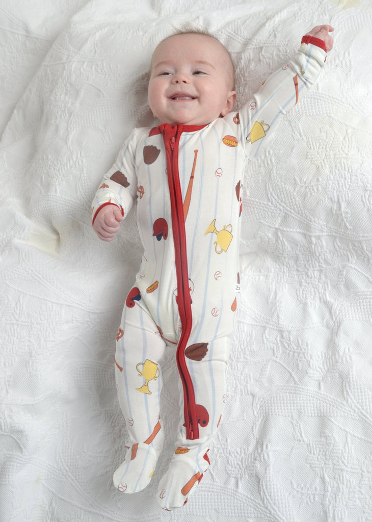 Baseball Bamboo Onesie, Sport Outfit for Babies, All Star PJs, Bamboo PJs