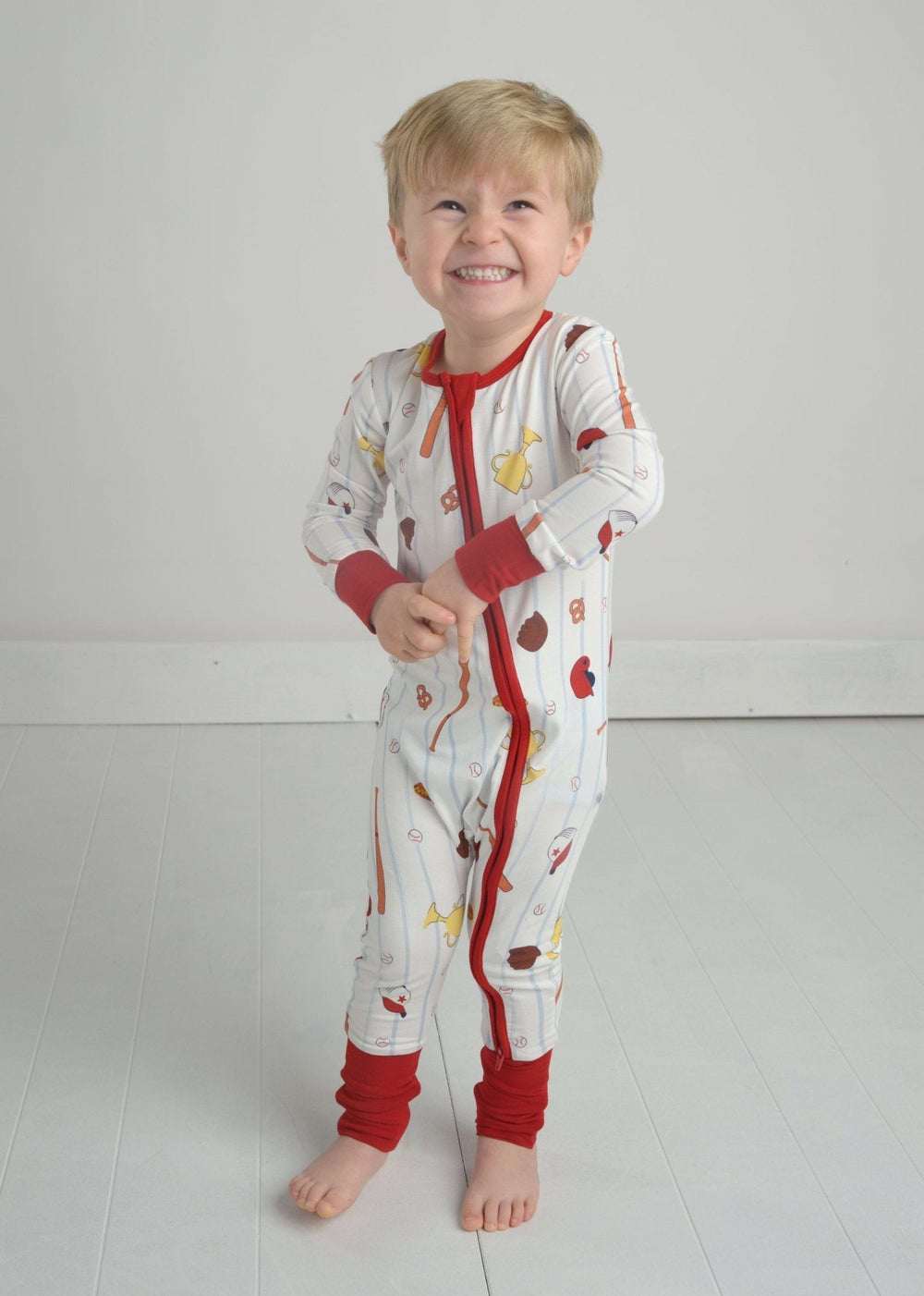 Baseball Bamboo Romper for Toddlers, Kids Bamboo Pajamas, Sport Outfit