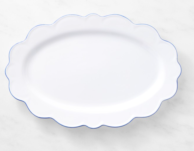 AERIN Garden Bouquet Blue Scalloped Platter