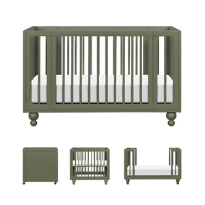 Front view of Astre All-Stages 8-in-1 crib with bassinet and toddler bed kits by Nate Berkus in Archival on white background
