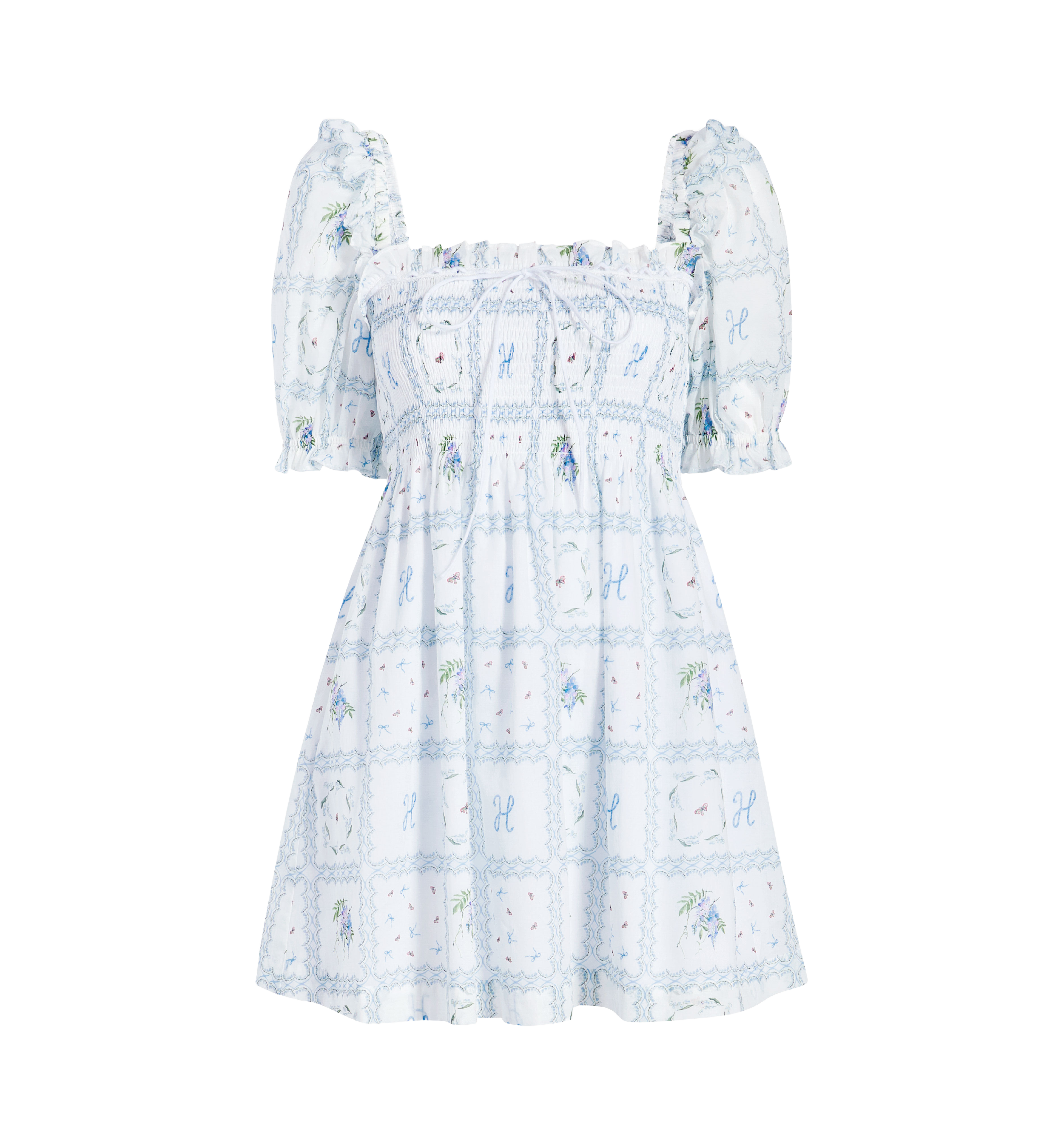 The Scarlett Mini Nap Dress in White Floral Patchwork