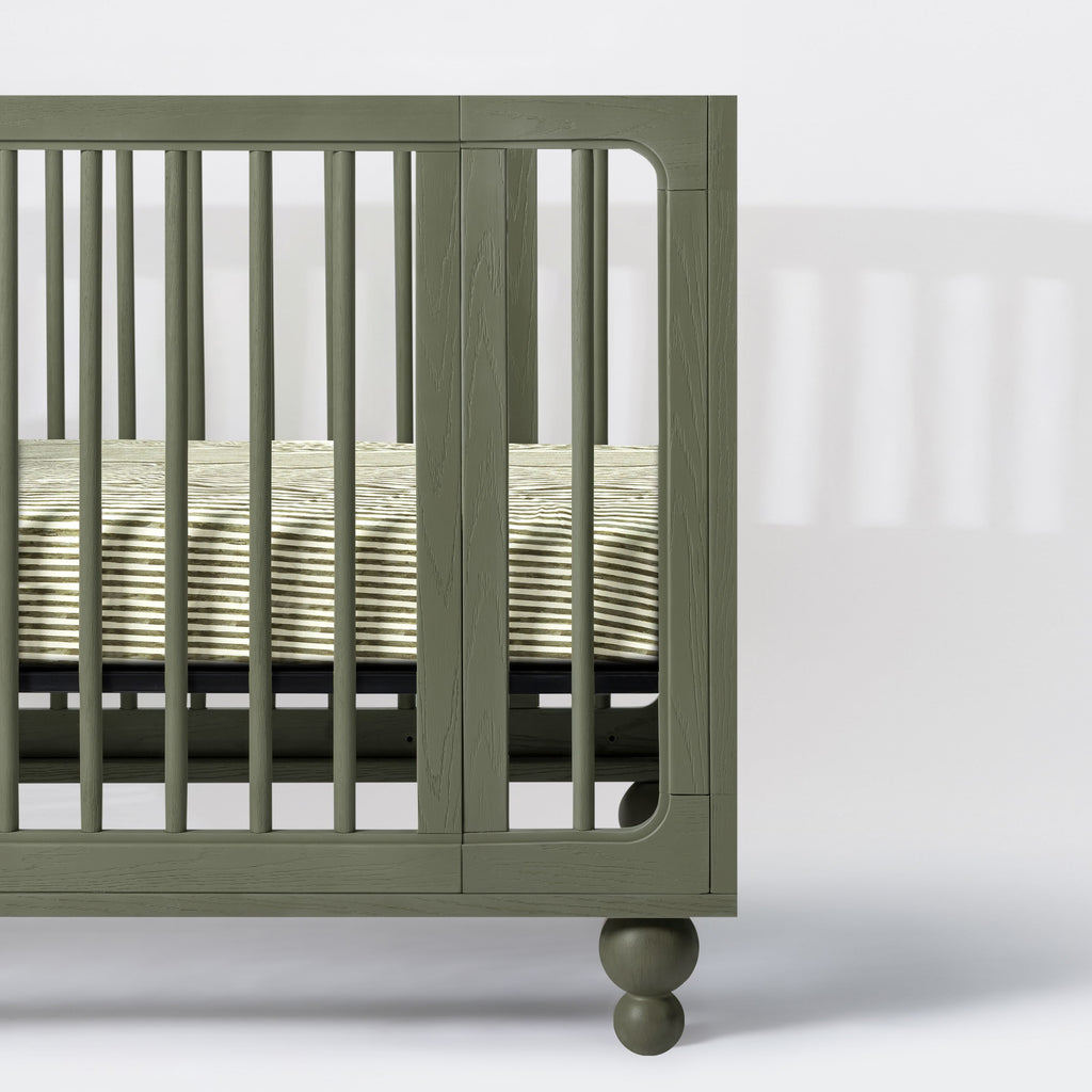 Crib Sheet in GOTS Certified Organic Brushed Cotton by Nate Berkus in Juniper Stripe
