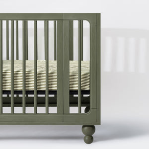 Crib Sheet in GOTS Certified Organic Brushed Cotton by Nate Berkus in Juniper Stripe