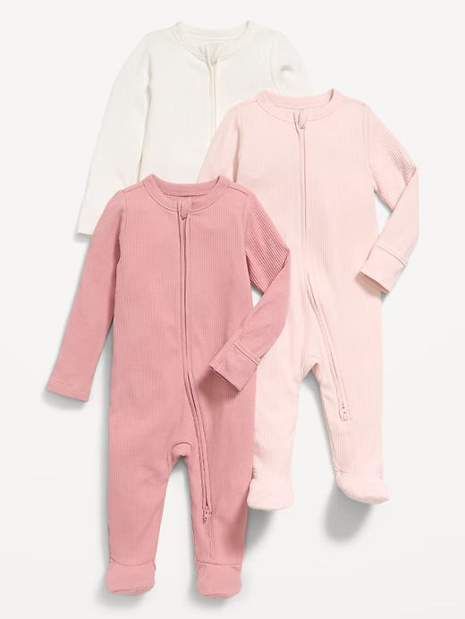 2-Way-Zip Sleep and Play Footed One-Piece 3 Pack