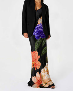 Olive Crepe Satin Dress in Majestic Black