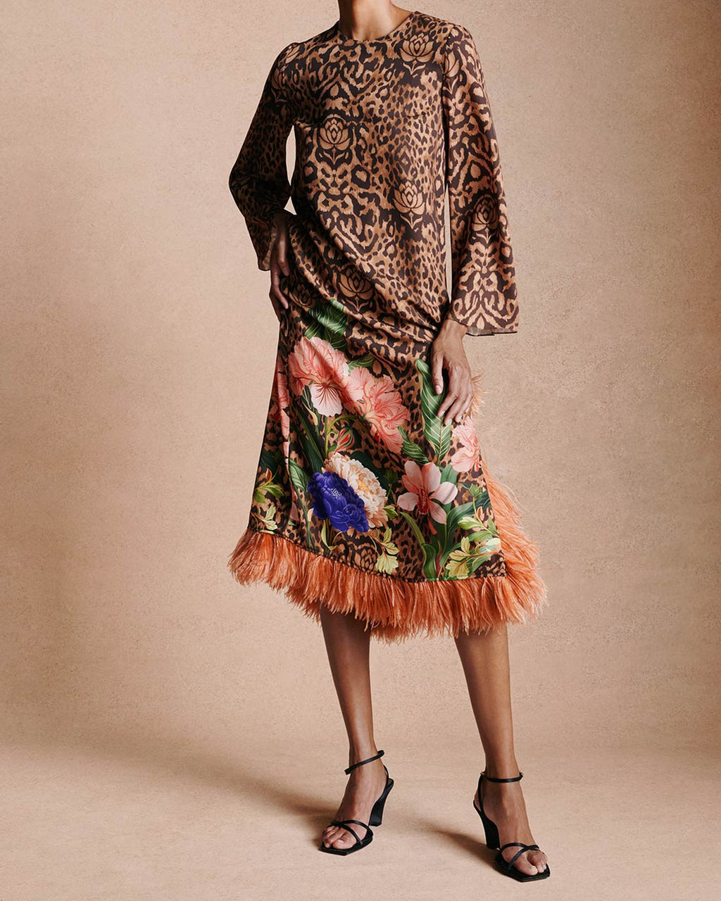 Seraphina Crepe Dress in Leopard Floral