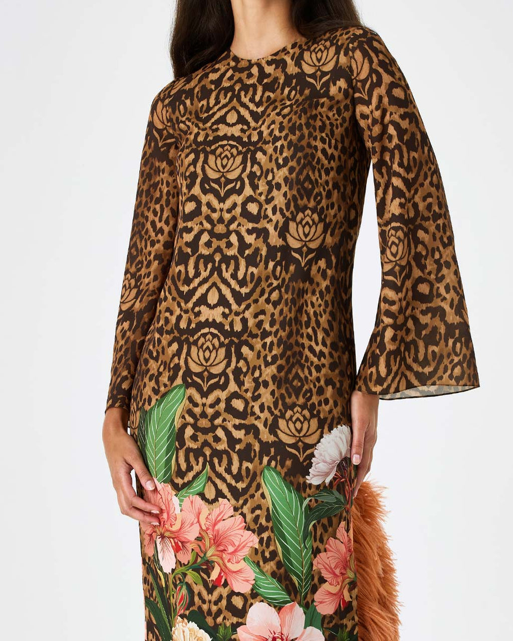 Seraphina Crepe Dress in Leopard Floral