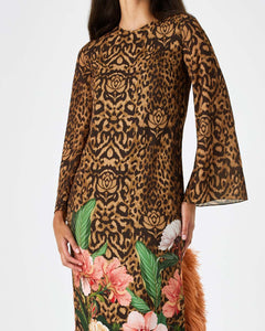 Seraphina Crepe Dress in Leopard Floral