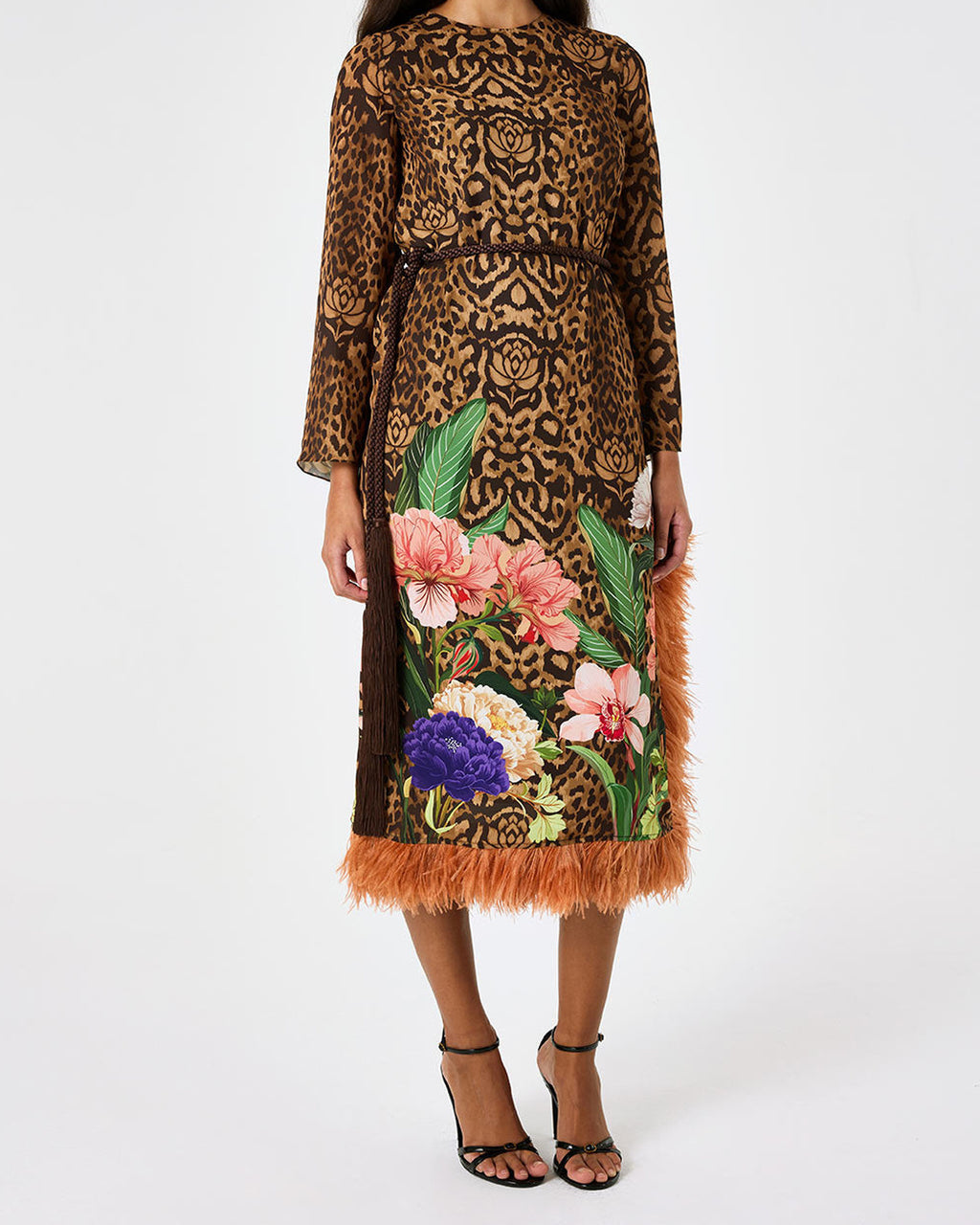 Seraphina Crepe Dress in Leopard Floral