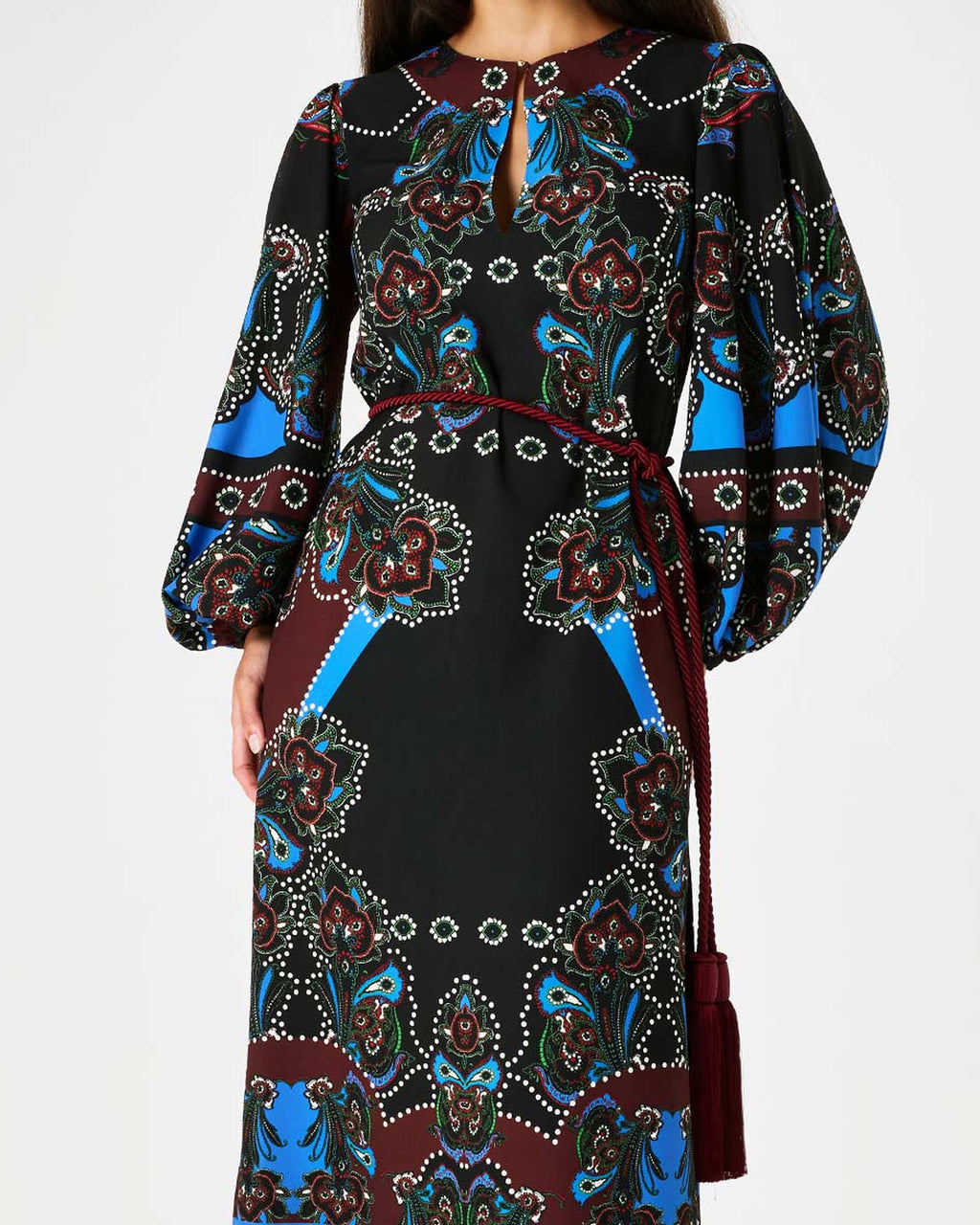 Millicent Crepe Dress in Magic Paisley Black
