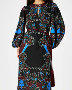 Millicent Crepe Dress in Magic Paisley Black