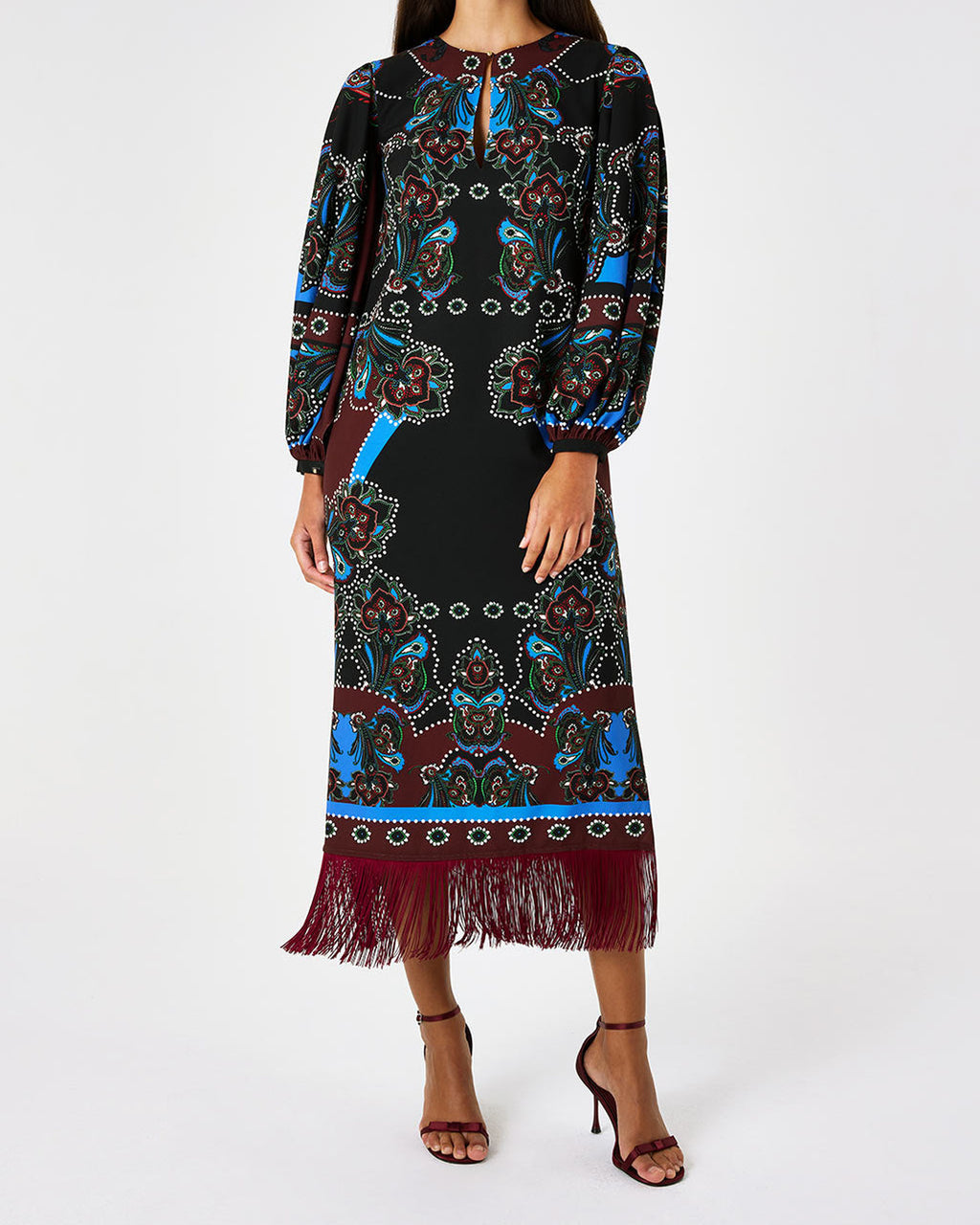 Millicent Crepe Dress in Magic Paisley Black