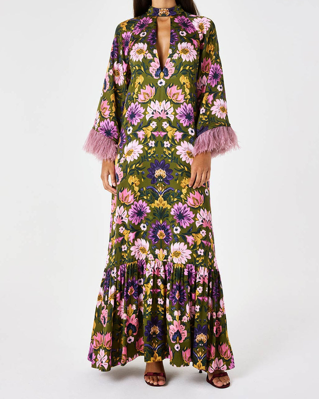 Avalon Crepe Satin Dress in Ambra Florita