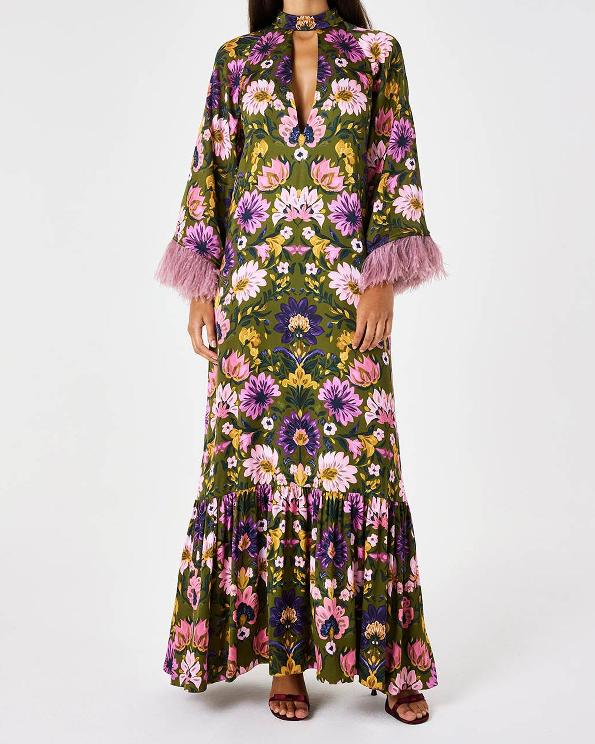 Avalon Crepe Satin Dress in Ambra Florita