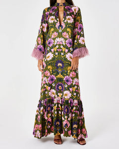 Avalon Crepe Satin Dress in Ambra Florita