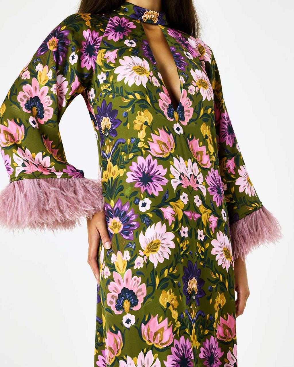 Avalon Crepe Satin Dress in Ambra Florita