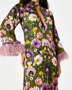 Avalon Crepe Satin Dress in Ambra Florita