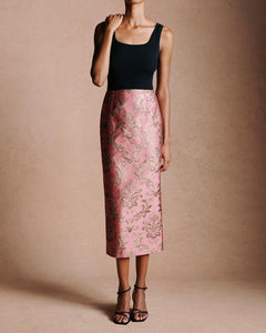 Brigitte Jacquard Skirt in Pink & Gold