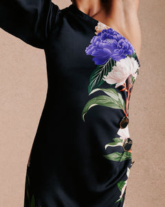 Atlantis Crepe Satin Dress in Black