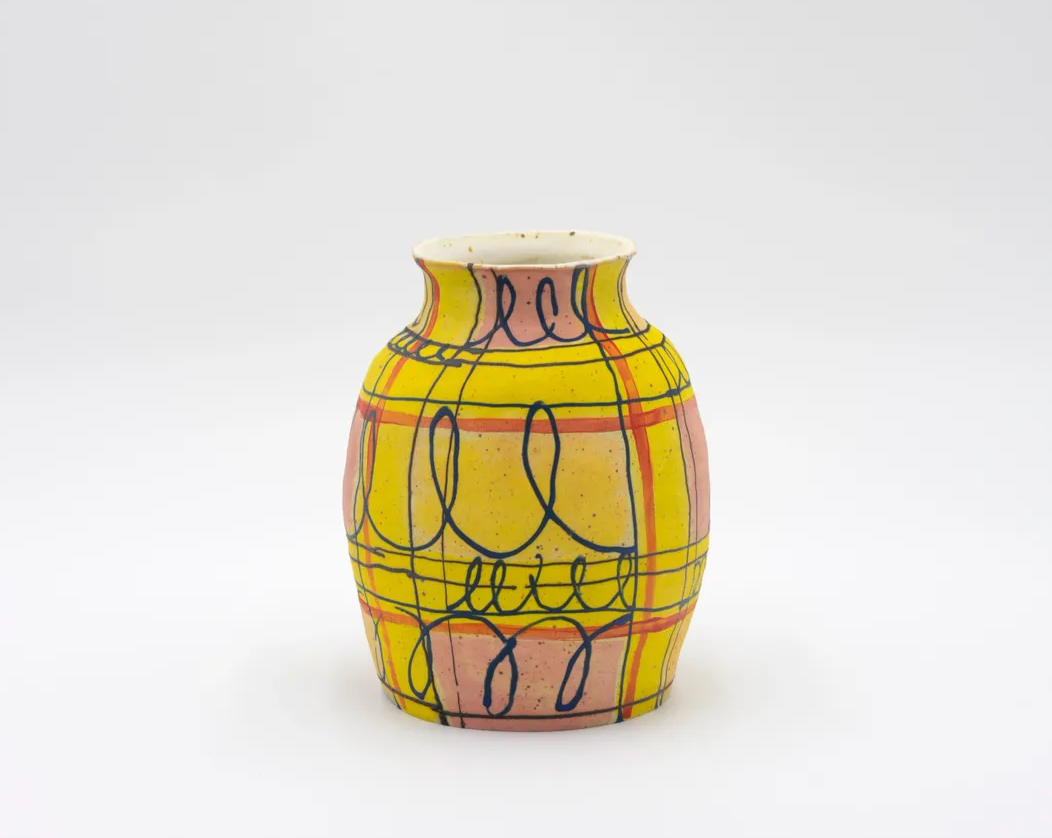 Yellow Plaid Vase