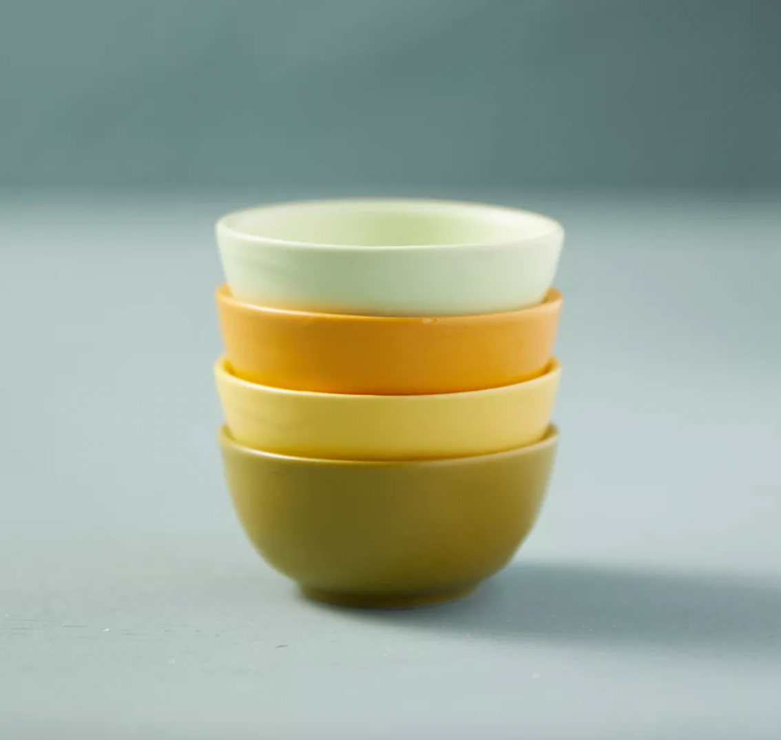Ceramic Pinch Bowls, Green Set of 4