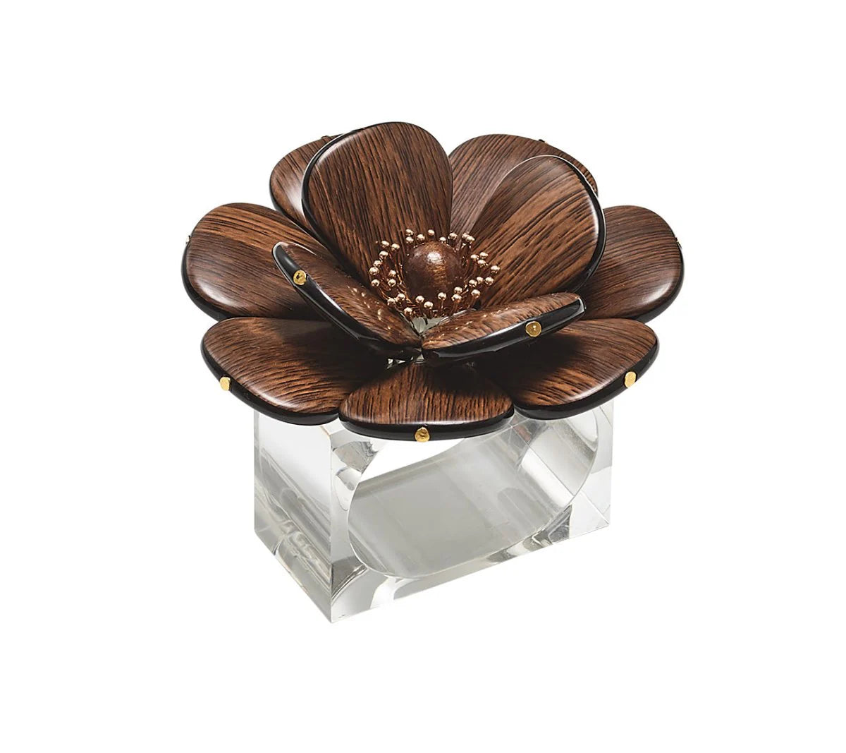 Begonia Napkin Ring in Brown & Gold, Set of 4