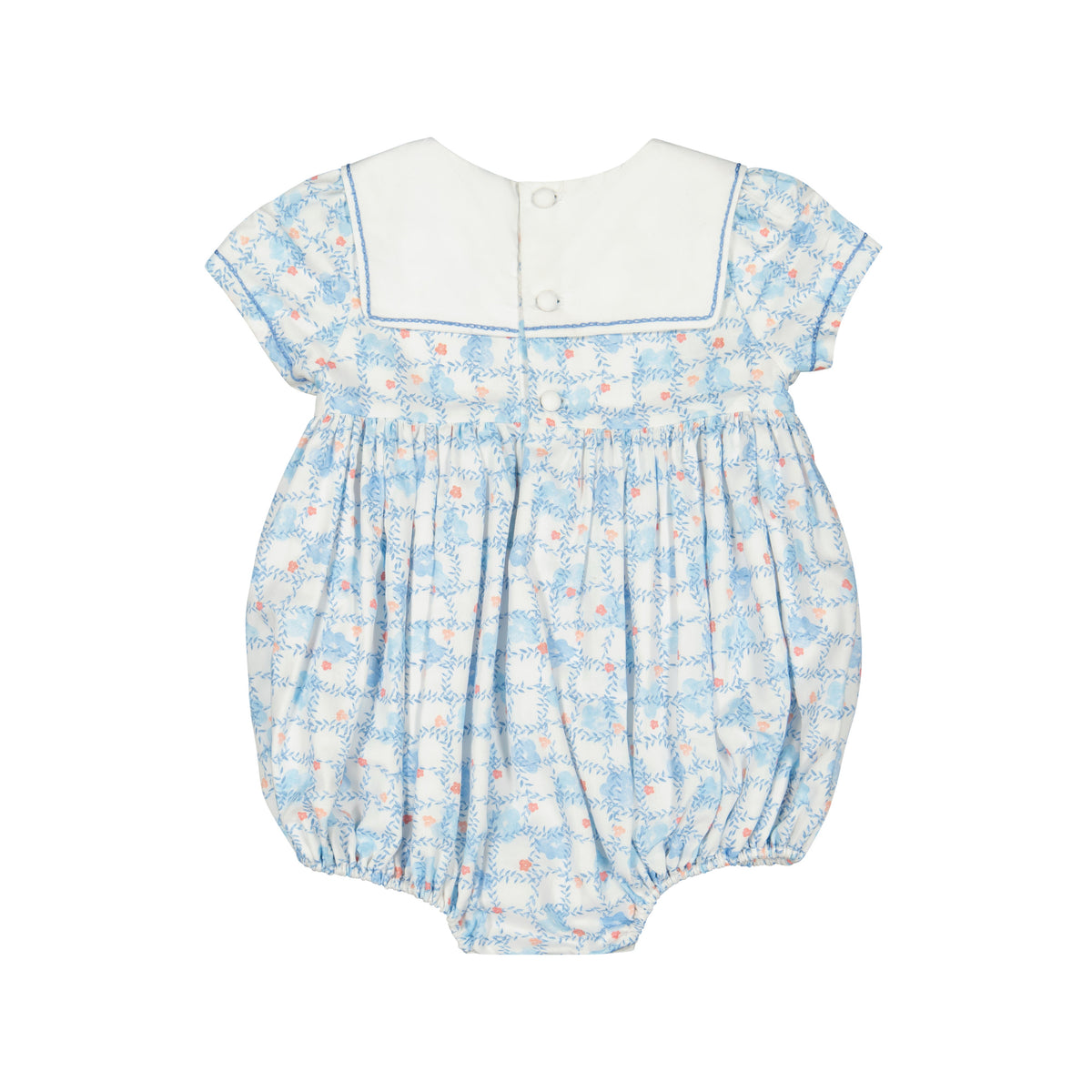 Riviera Floral Blue Short Sleeve Bubble Romper