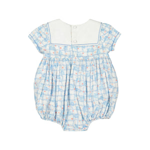 Riviera Floral Blue Short Sleeve Bubble Romper