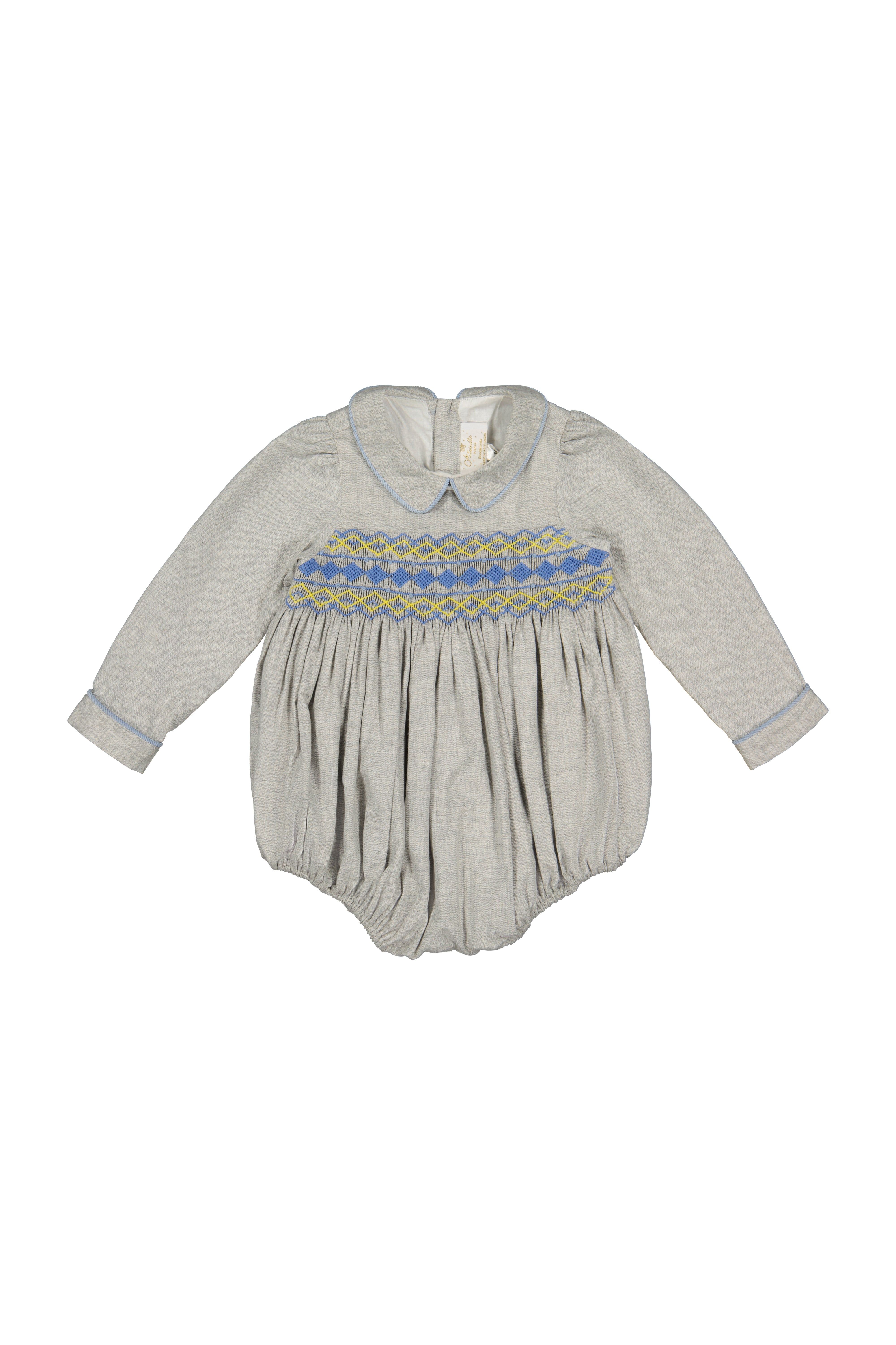 Ambre Flannel Grey Smocked Romper