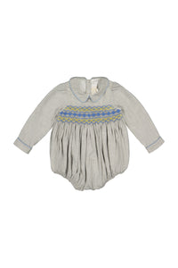 Ambre Flannel Grey Smocked Romper