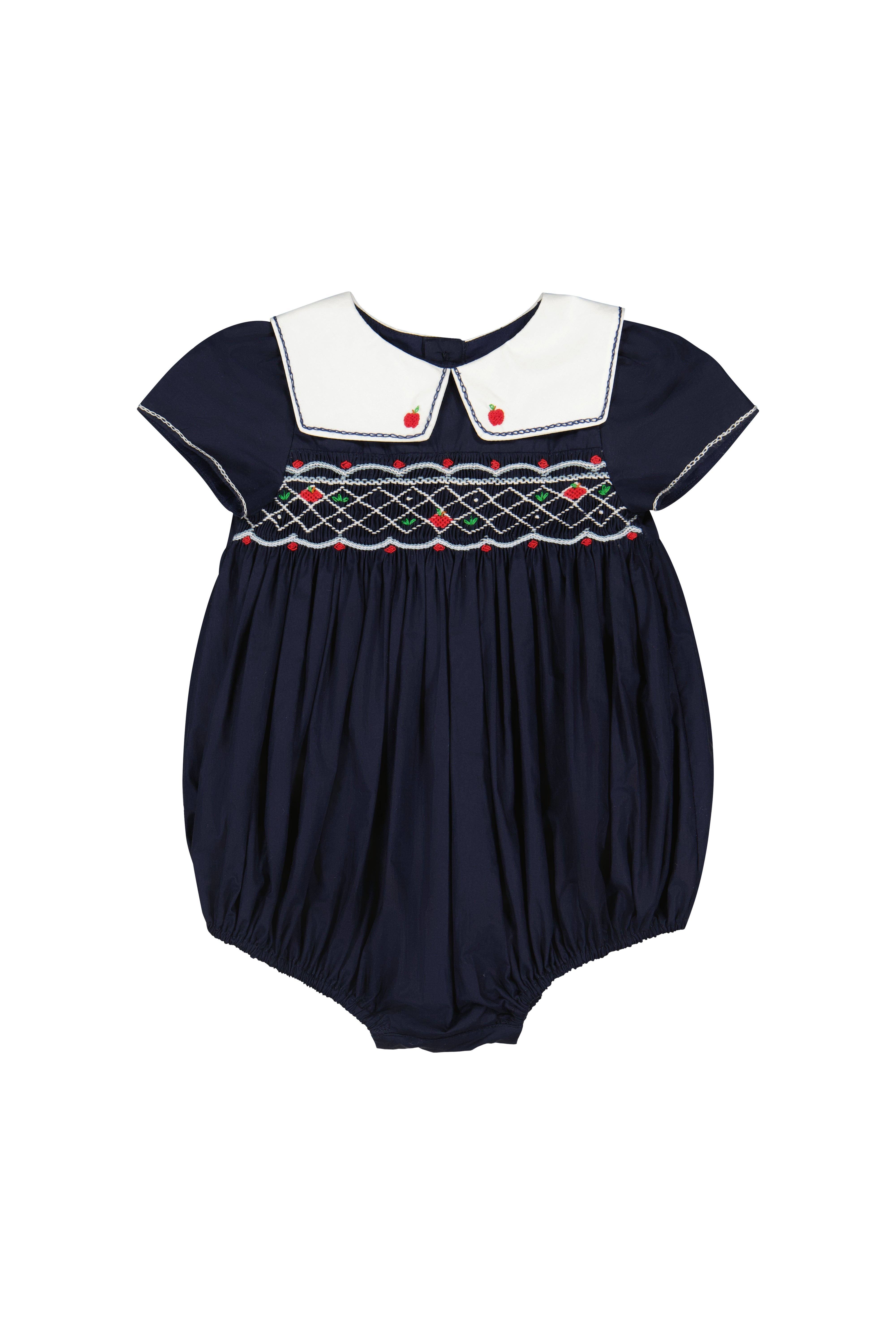 Marine Navy Smocked Romper
