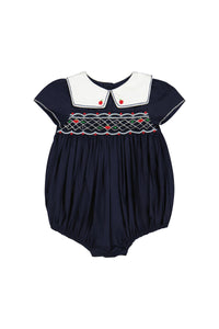 Marine Navy Smocked Romper