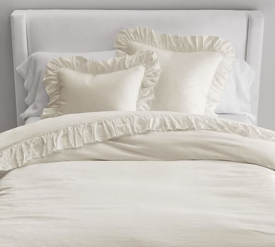 Belgian Flax Linen Fringe Ruffle Duvet Cover