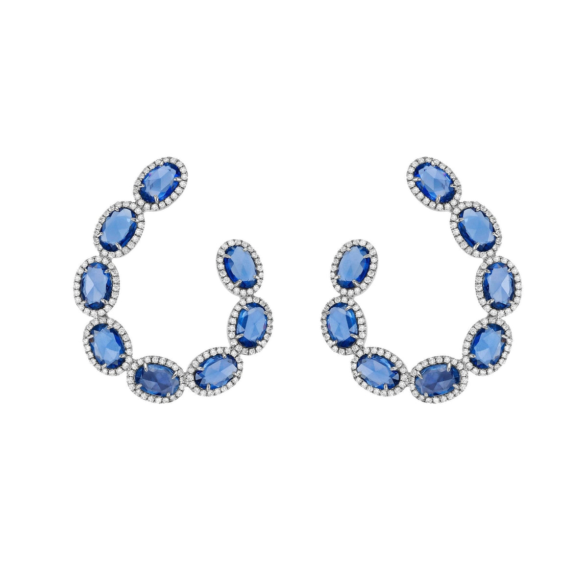 Belle Blue Sapphire Hoops - Jewelry - RUCHI New York