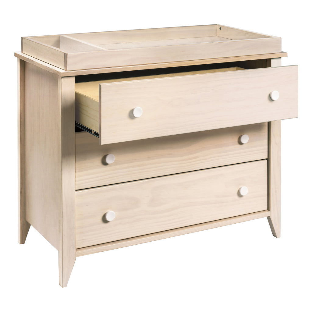 Sprout 3-Drawer Compact Changer Dresser with Removable Changing Tray (42") in Washed Natural & White